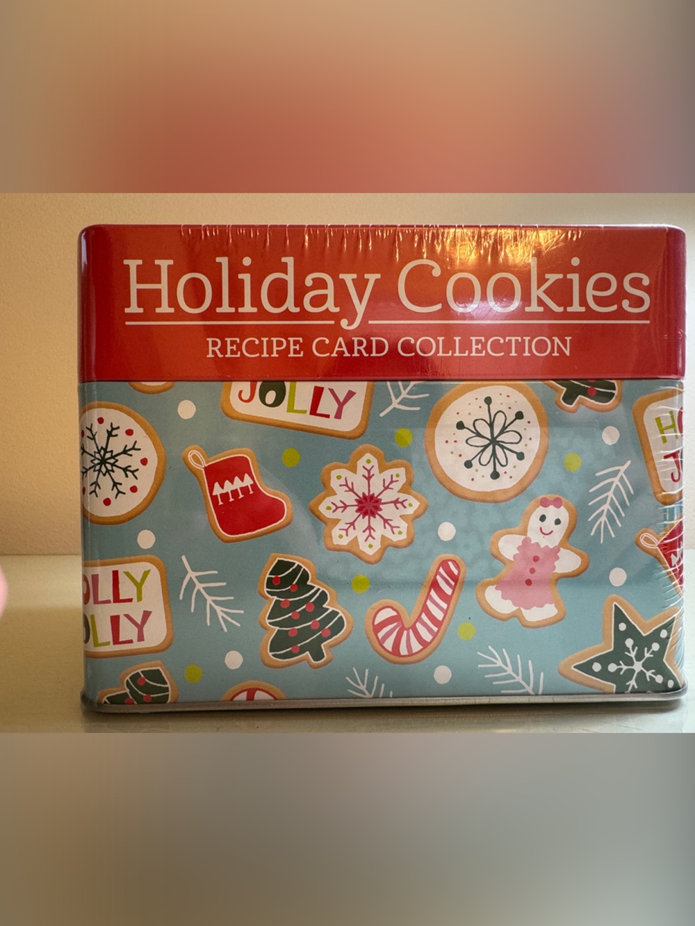 Holiday Cookies Recipe Card Collection in cute holiday tin. NWT
